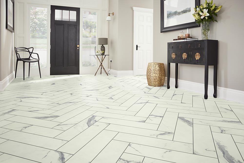 Entry Foyer Luxury Vinyl Tile Herringbone LVT -  At Home Floors in Largo, MN